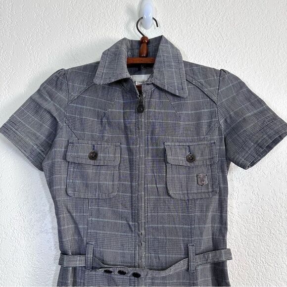 Y2K Diesel Utility Cargo Plaid Mini Dress Size XS - Picture 2 of 10